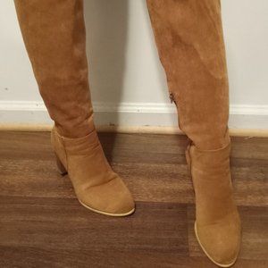 Micro-Suede Camel Color Knee High Boots